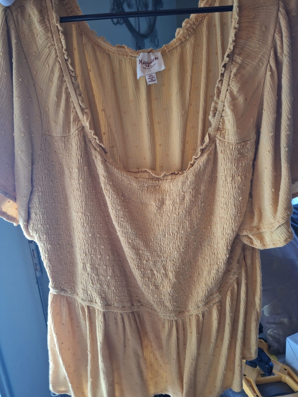 Hayden Mustard Yellow Smocked Midi Dress - Picture 4 of 4